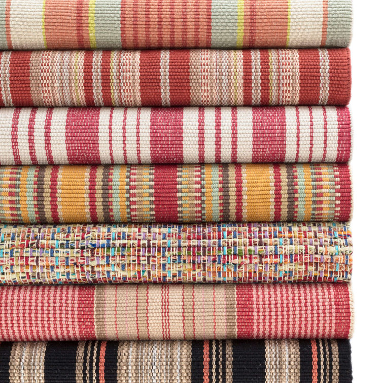 Vista Blue Stripe Handwoven Cotton Synthetic Rug, 6' x 9'