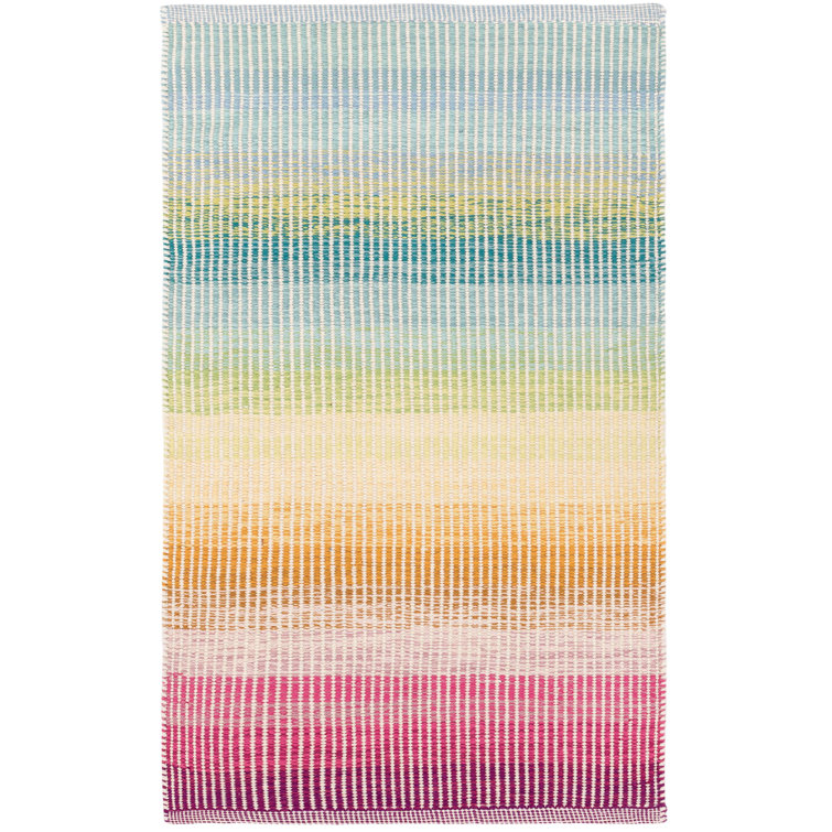 Coastal Breeze Handwoven Cotton Stripe Rug in Serene Blue