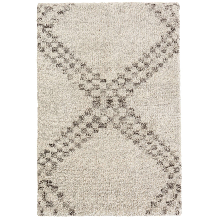 Zillah Gray Hand-Knotted Wool Geometric Rug 2' x 3'