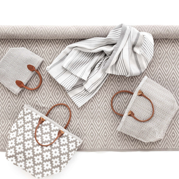 Gradation Stripe Cream-Taupe Wool-Cotton Throw Blanket
