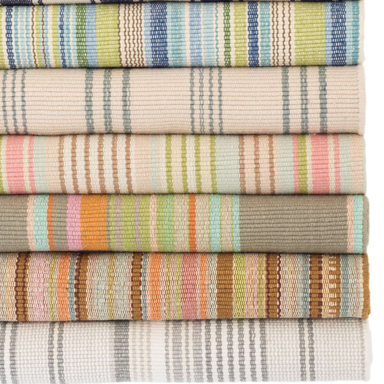 Blue Multicolor Striped Wool Cotton 10' x 14' Rug