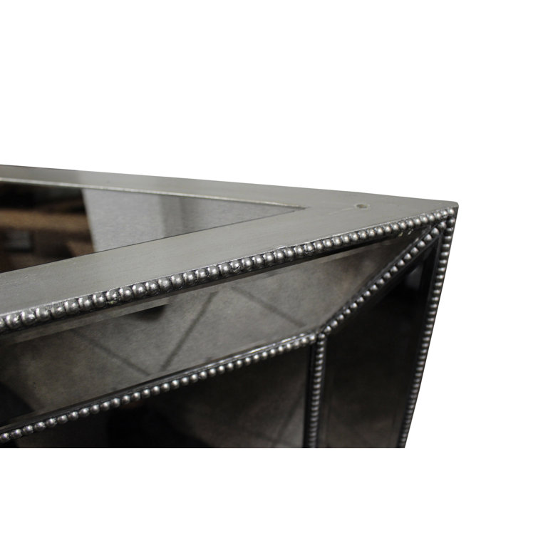 72" Glass Top Silver Mirrored Wood Dining Table
