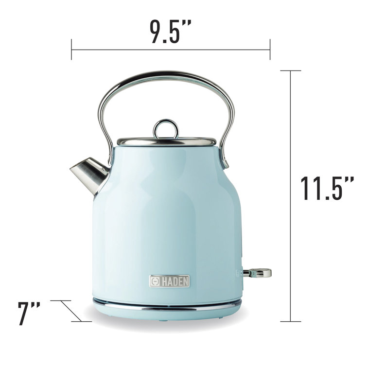 Turquoise Stainless Steel 1.8 qt Electric Kettle with Comfort Grip