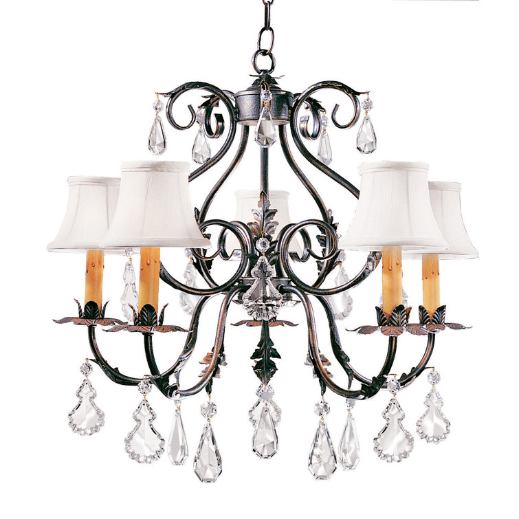 Aryanna French Bronze and Crystal 5-Light Chandelier