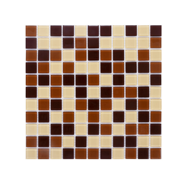 Earth Tone 1" x 1" Glossy Glass Mosaic Tile