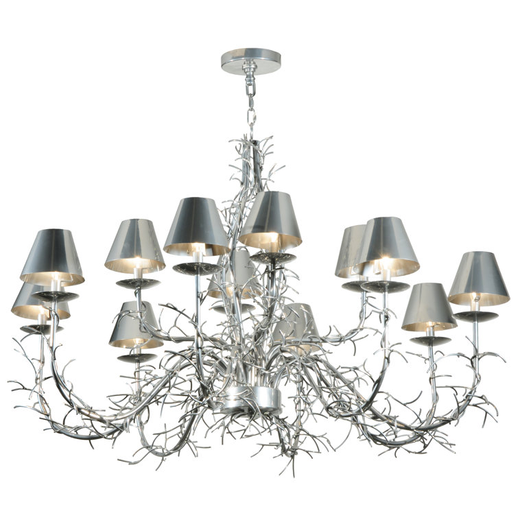 48'' Chrome Branches and Twigs 12-Light Chandelier