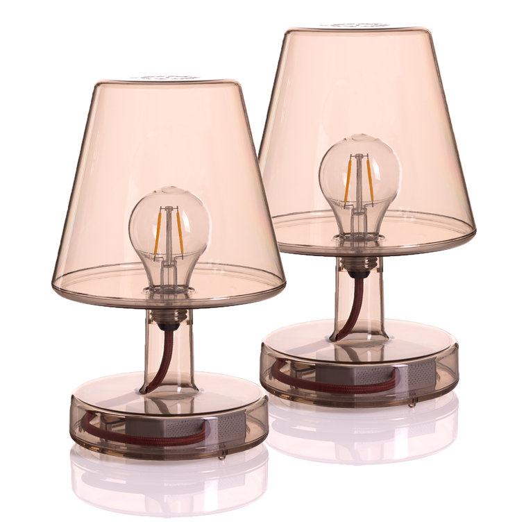 Brown Cordless Touch Outdoor Table Lamp Set