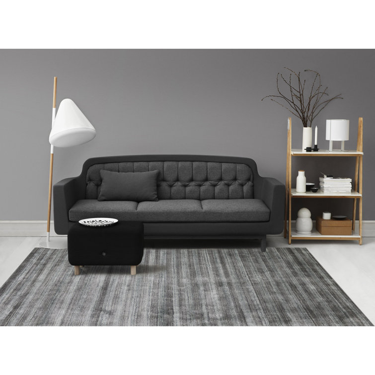 Gray and Black Handwoven Wool and Viscose Area Rug
