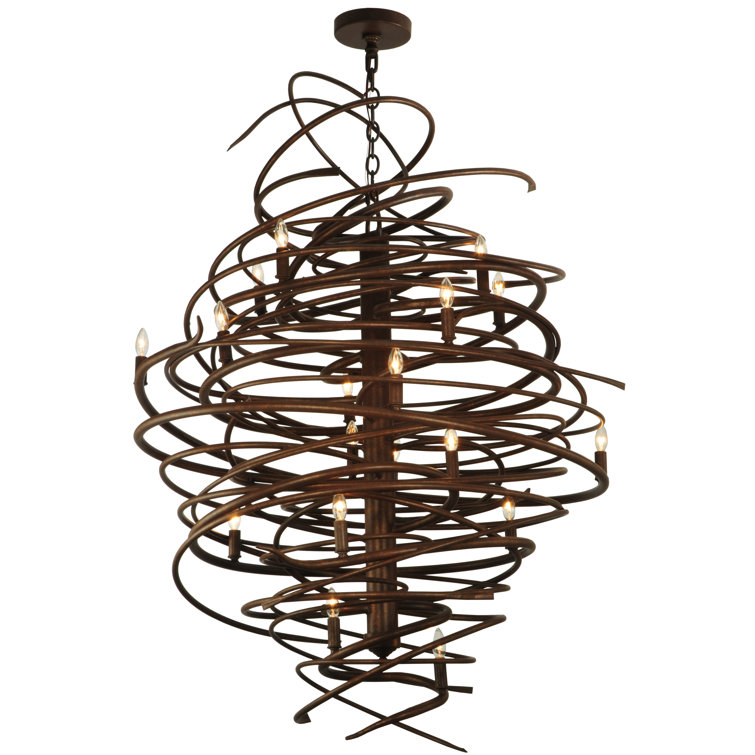 Cyclone 18-Light Antique Rust Spiral Chandelier