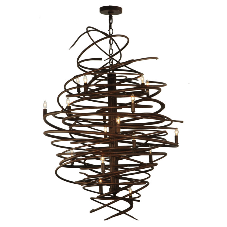 Cyclone 18-Light Antique Rust Spiral Chandelier