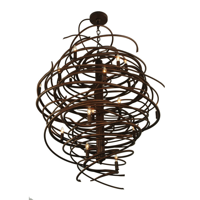 Cyclone 18-Light Antique Rust Spiral Chandelier