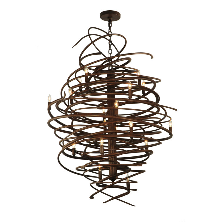 Cyclone 18-Light Antique Rust Spiral Chandelier