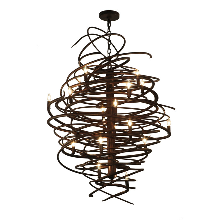 Cyclone 18-Light Antique Rust Spiral Chandelier