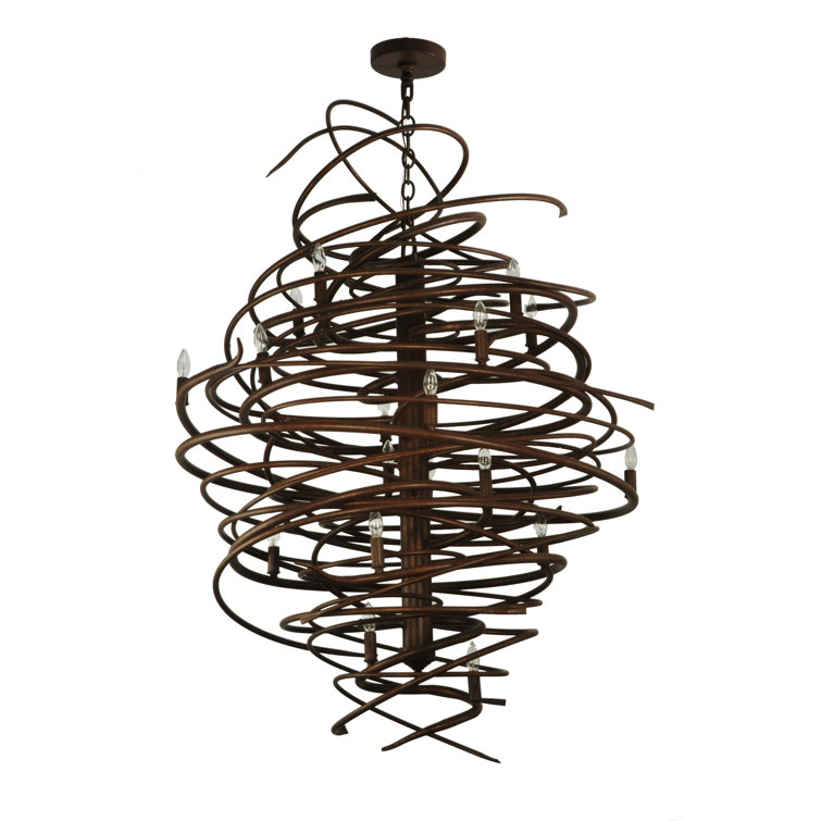 Cyclone 18-Light Antique Rust Spiral Chandelier
