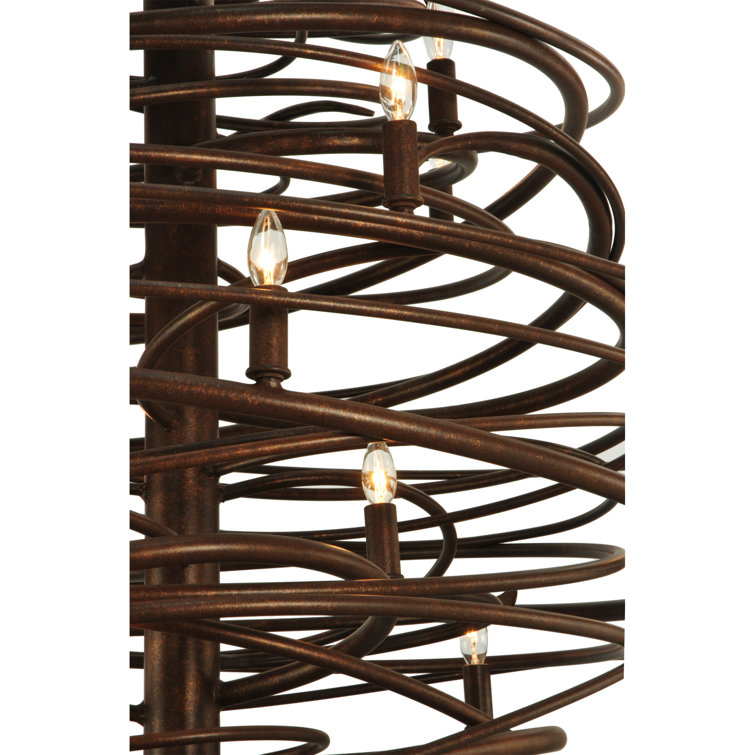 Cyclone 18-Light Antique Rust Spiral Chandelier