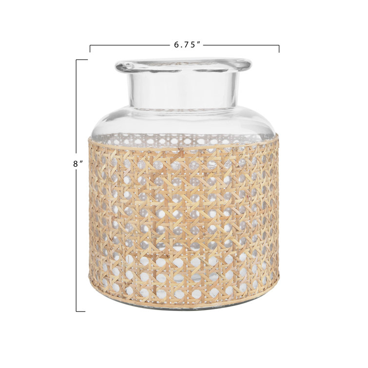 Clear Glass Cylinder Vase with Cane Sleeve