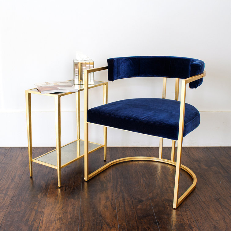 Joyce Gold Leaf Rectangular Mirrored Glass Top End Table