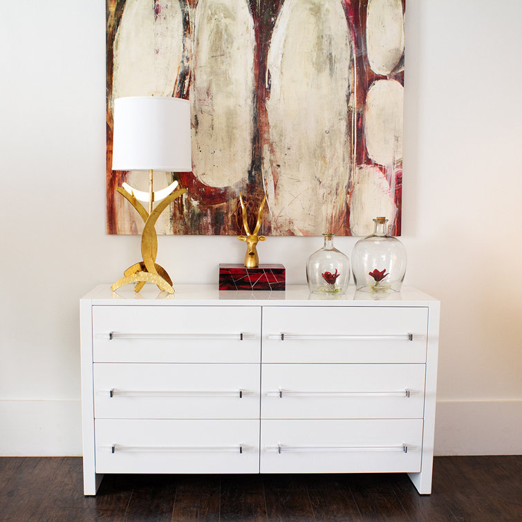 Transitional Luke 60'' Gray Cerused Oak 6-Drawer Dresser