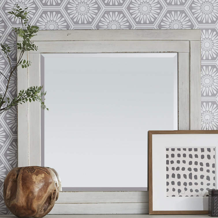 Transitional White Full Length Square Wood Mirror