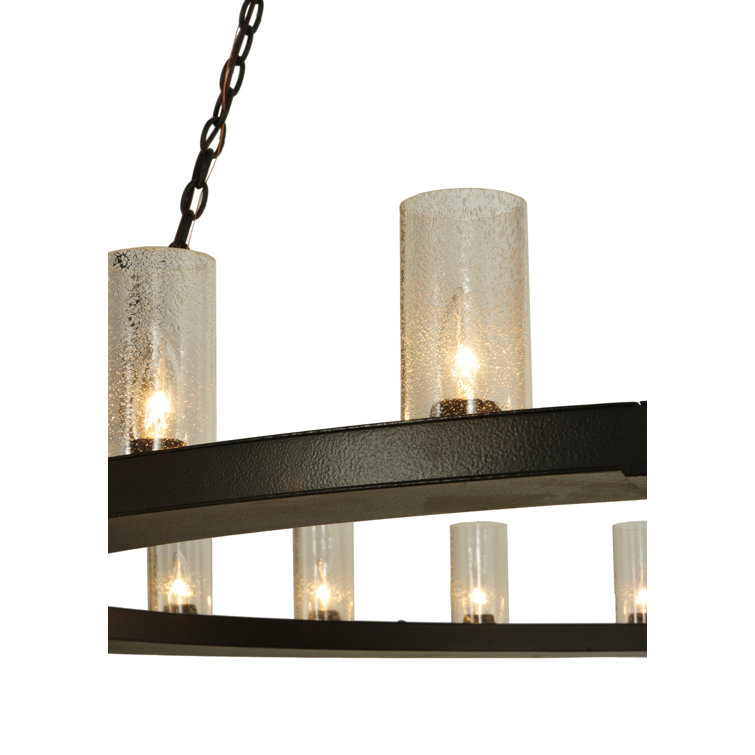 Loxley 72" Bronze 24-Light Chandelier with Seeded Glass