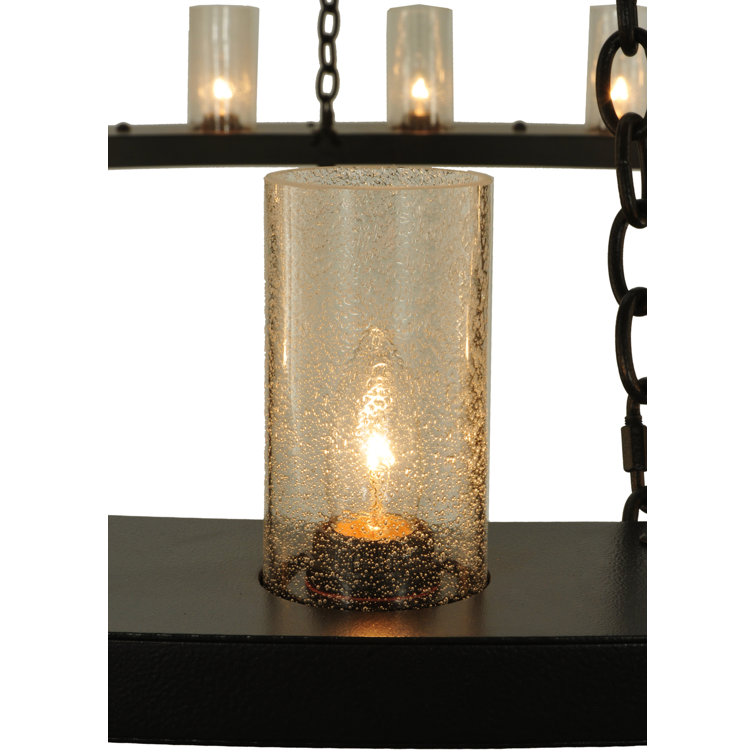 Loxley 72" Bronze 24-Light Chandelier with Seeded Glass