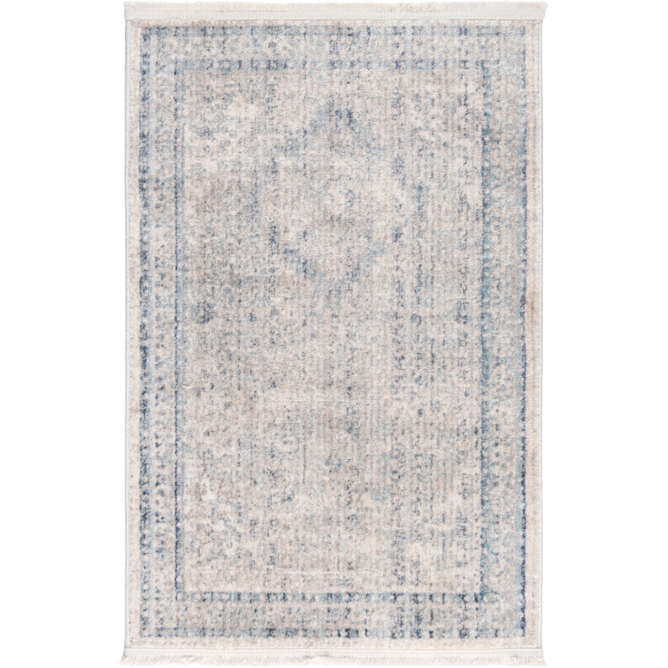 Noble Gray Rectangular Easy-Care Synthetic Area Rug