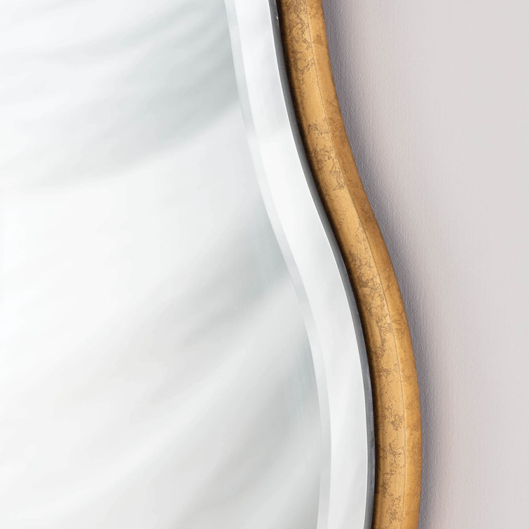 Candice Scalloped Gold Leaf Round Wood Mirror - 42"