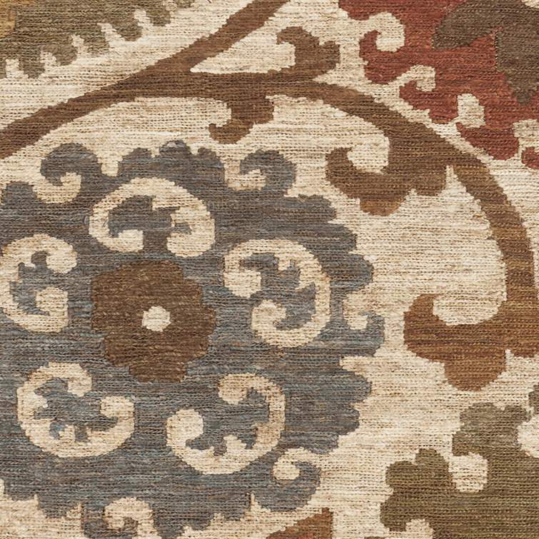 Handmade Red and Beige Geometric Rectangular Rug