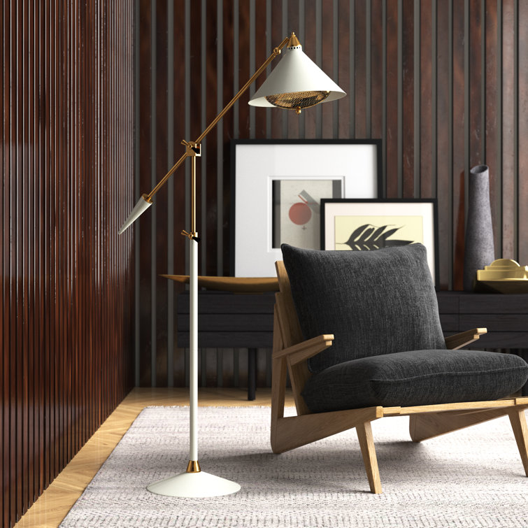 Adjustable White Brass Edison Task Floor Lamp