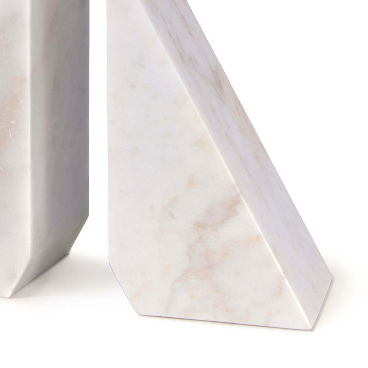 Othello White Marble Geometric Bookends