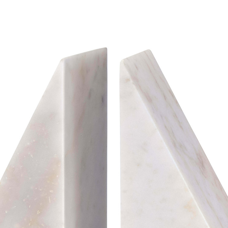 Othello White Marble Geometric Bookends