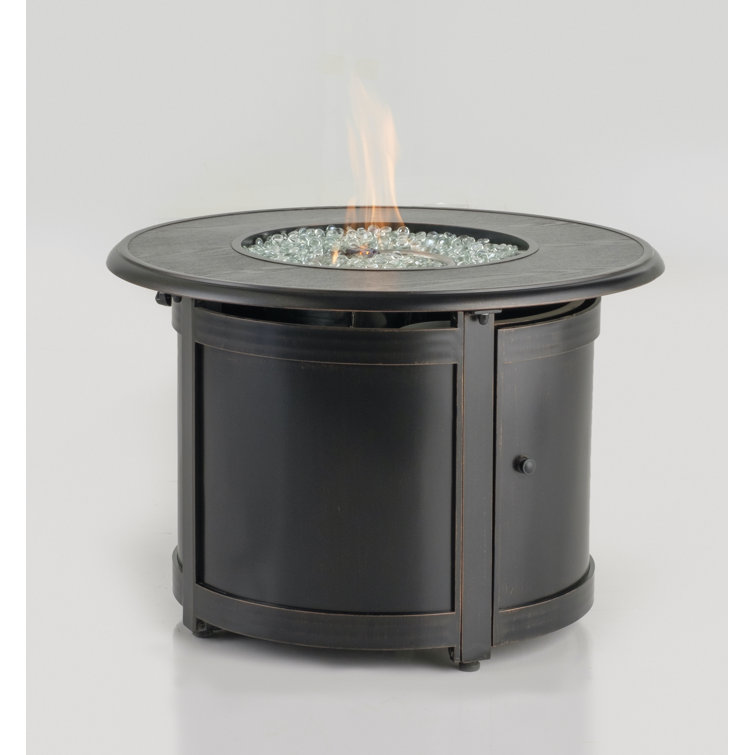 Manchester Black Aluminum Round Gas Fire Pit Table