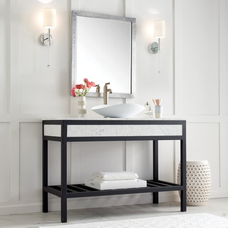 Cuzco 48" Freestanding Single Vanity Base in Black Marble