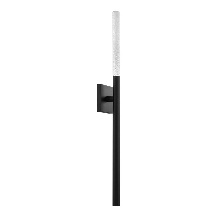 Sleek Black Aluminum LED Wallchiere with Clear Piastra Art Glass