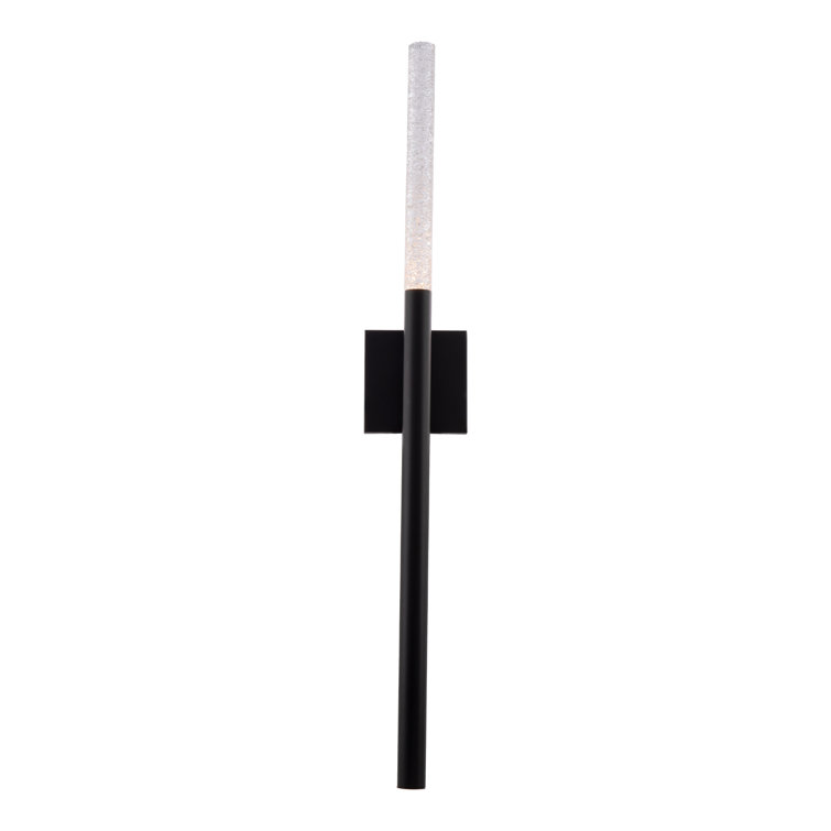 Sleek Black Aluminum LED Wallchiere with Clear Piastra Art Glass