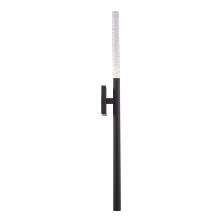 Sleek Black Aluminum LED Wallchiere with Clear Piastra Art Glass