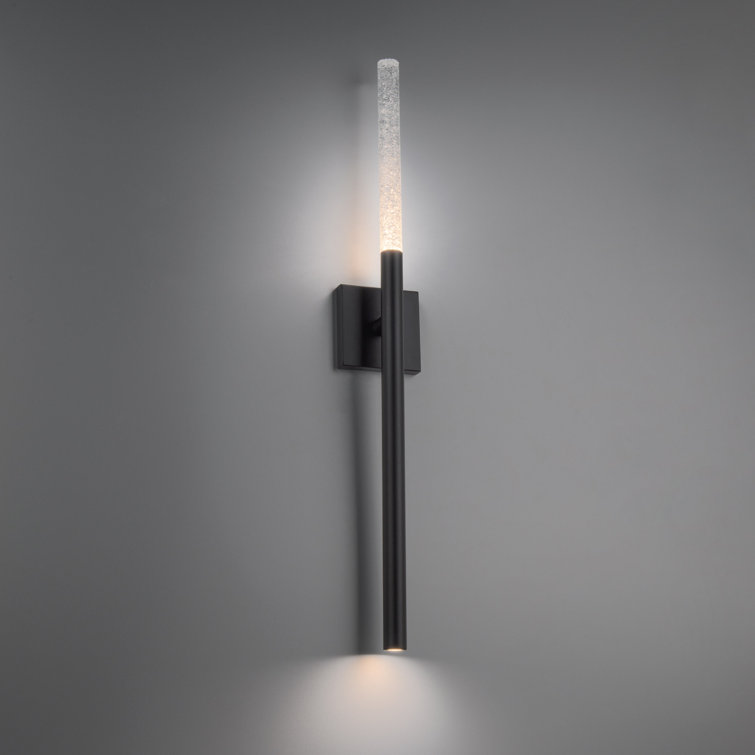 Sleek Black Aluminum LED Wallchiere with Clear Piastra Art Glass