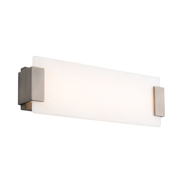 Brushed Nickel Dimmable LED Vanity Light with Alabaster Shade