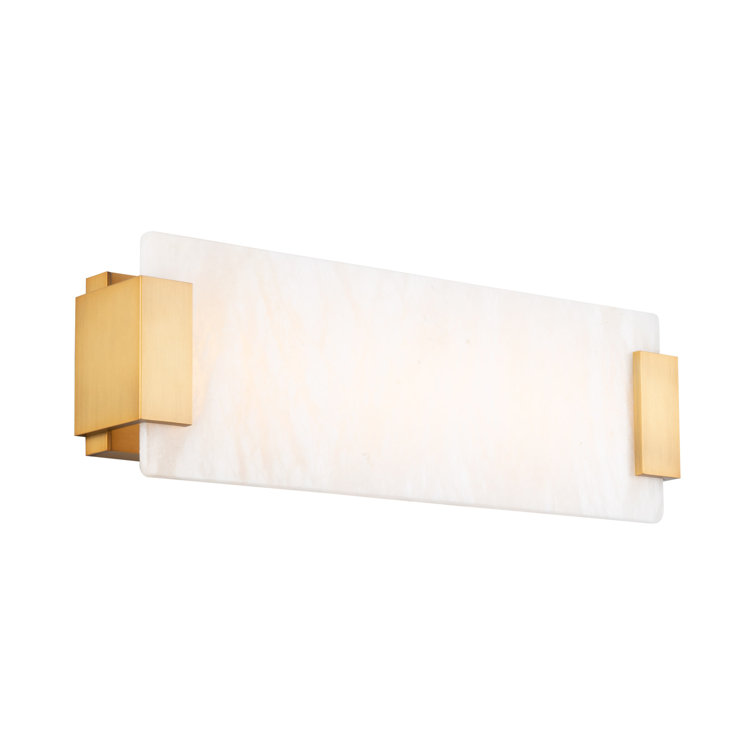 Aged Brass Dimmable LED Vanity Light with Alabaster