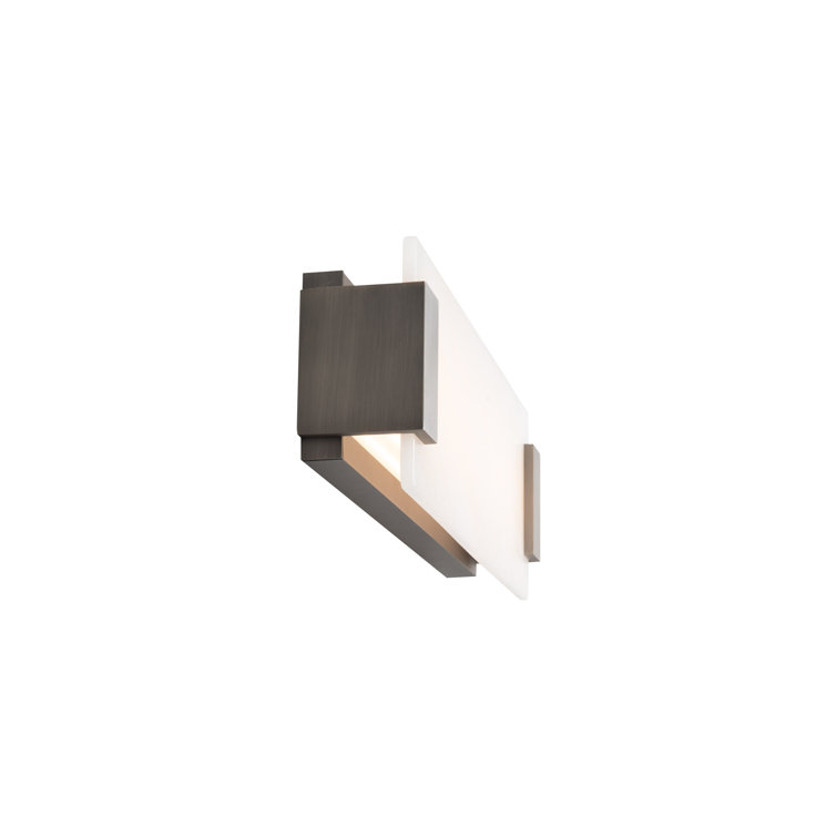 Brushed Nickel Dimmable LED Vanity Light with Alabaster Shade
