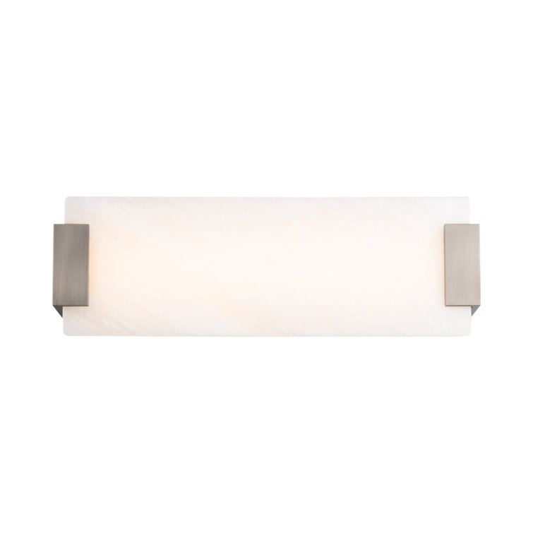 Brushed Nickel Dimmable LED Vanity Light with Alabaster Shade