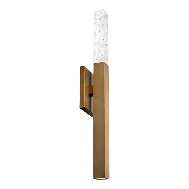 Aged Brass LED Wall Sconce with Reclaimed Crystal Accents