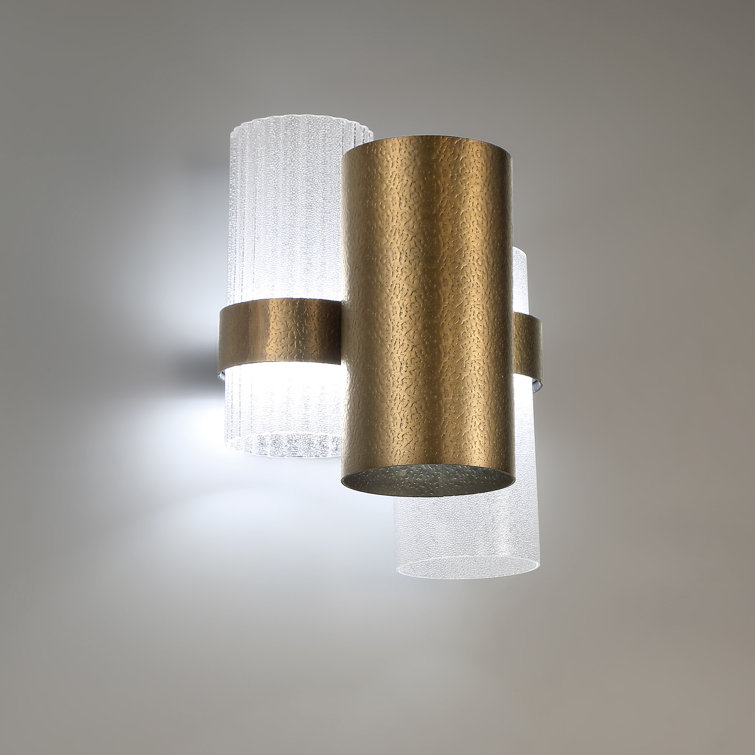 Aged Brass Cylinder LED Wall Sconce