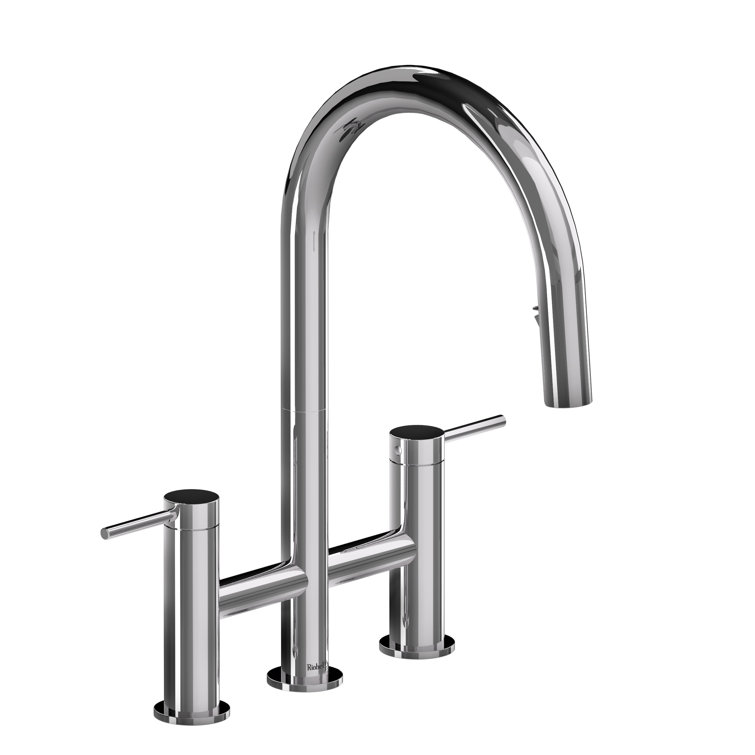 Chrome Modern Pull-Down Spray Kitchen Faucet with Dual Handles