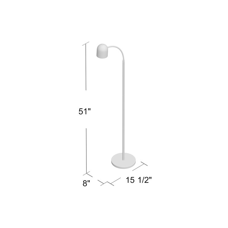 Slim Black and Antique Brass Adjustable LED Floor Lamp