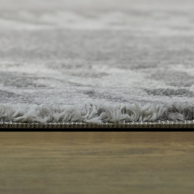 Medium Grey Coastal Coral Print 8' x 10' Synthetic Area Rug