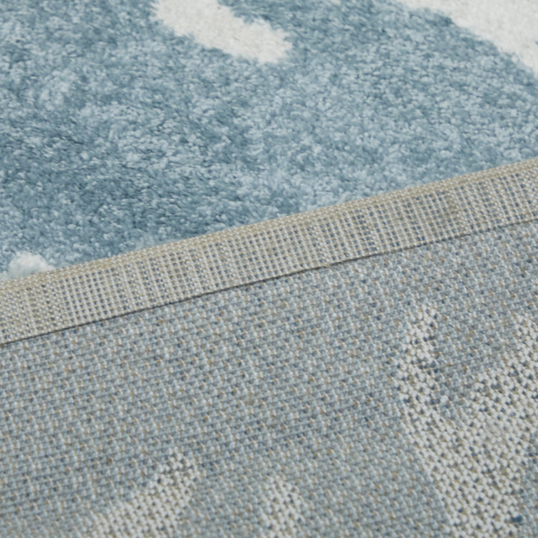 Light Blue Synthetic Coral Print 8' x 10' Area Rug