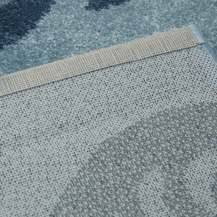 Light Blue Synthetic Coral Print 8' x 10' Area Rug