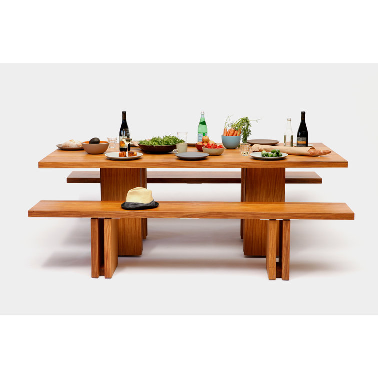 Elegant Afromosia Solid Wood Rectangular Dining Table, Seats 8