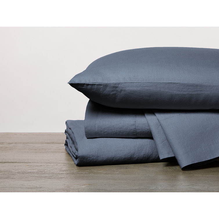 Harbor Blue Organic Linen Standard/Queen Pillowcase Set